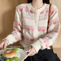 女性用の秋と冬のセータージャケット、甘くて新鮮で柔らかくワックスのようなレースの襟、コントラストのある小さな花の中空長袖ニットカーディガン