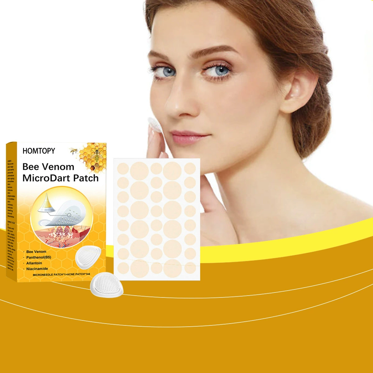 Трансграничный HOMTOPY пластырь для ухода за кожей с пчелиным ядом, нежный уход за кожей тела, очищающий увлажняющий пластырь для лица, увлажняющий пластырь для ухода за кожей