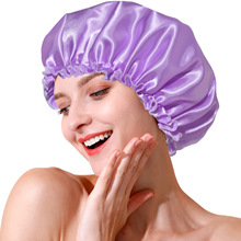 跨境双层升级可调节女焗油浴帽睡帽柔丝绸双用洗澡帽化疗帽
