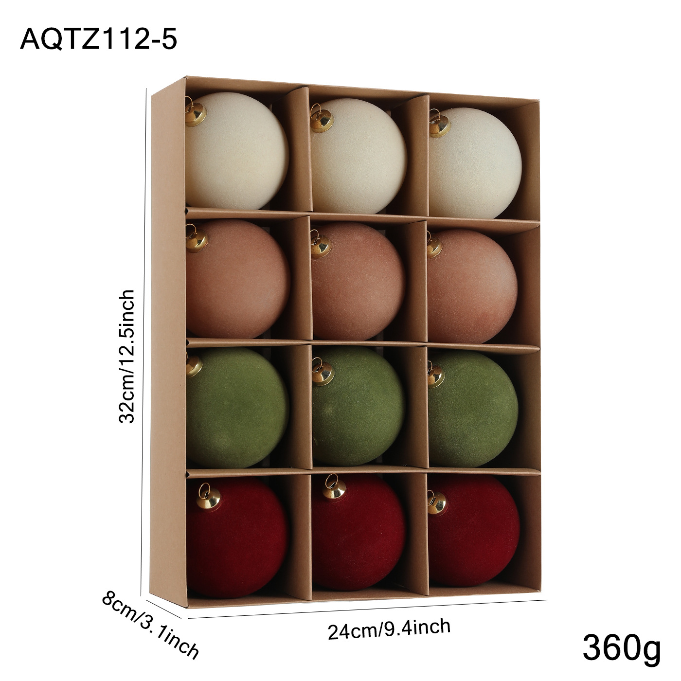 Bola de Navidad de flocado de plástico transfronterizo 8CM Colgante de árbol de navidad Colgante de árbol de navidad Bola de decoración de ventana de caja 6ps