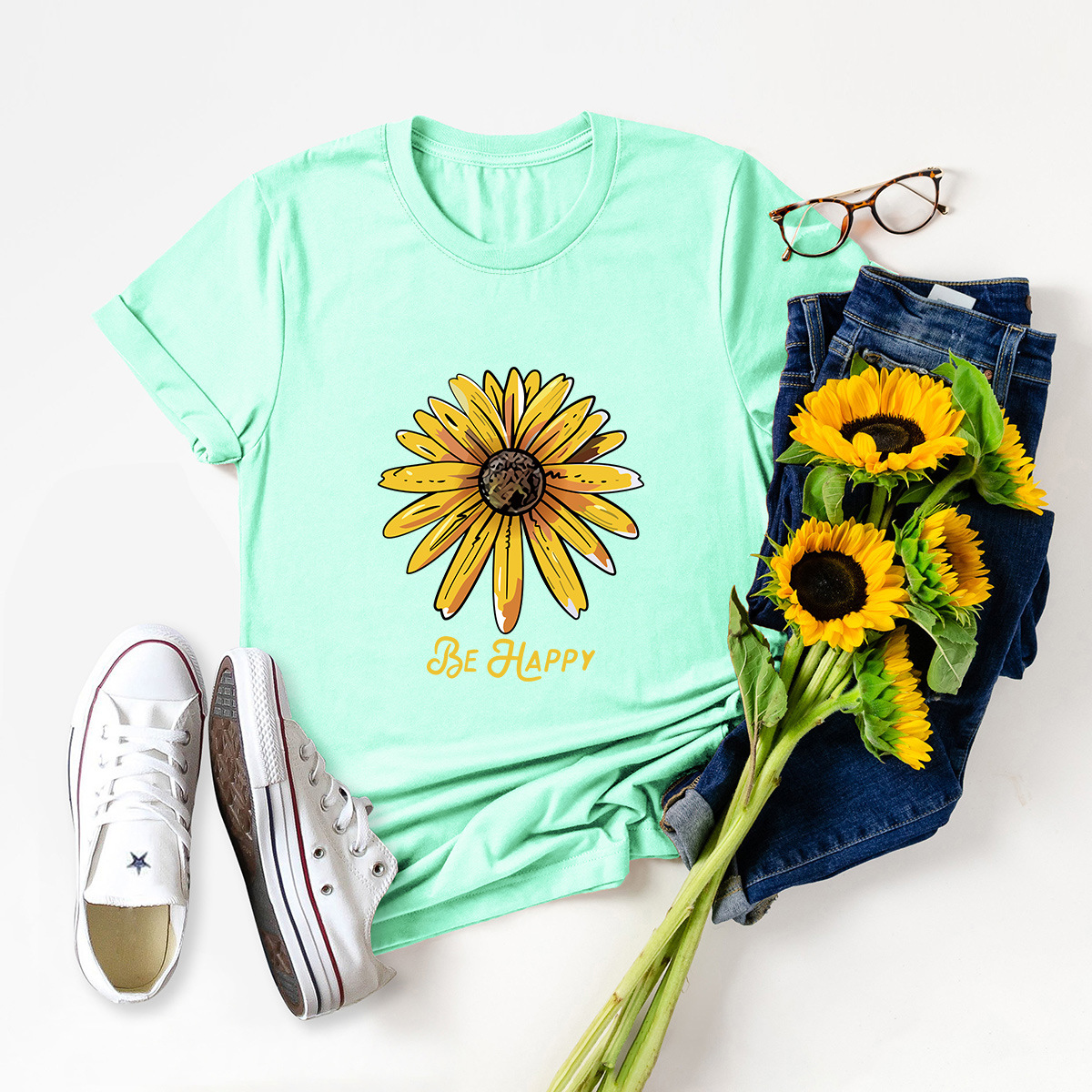 Women's T-shirt Short Sleeve T-shirts Printing Fashion Flower display picture 10