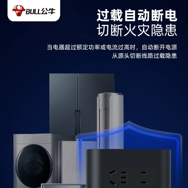 Сокет быструйной зарядки Bull USB интерфейс интеллектуальная розетка анти-электрическая вставка домой очистка питания многофункциональный конвертер