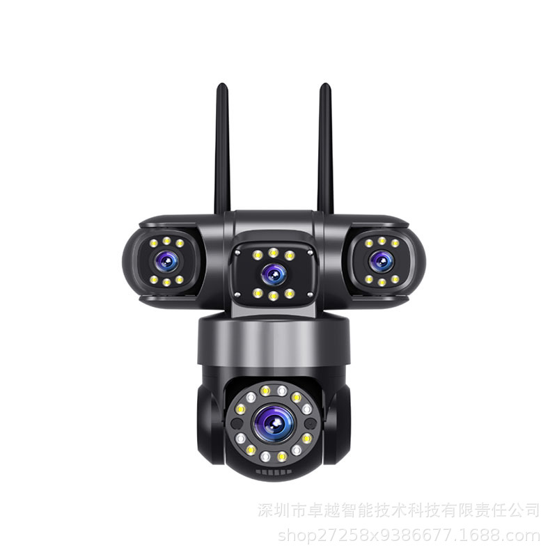 AOV 4G太阳能摄像头无电无网监控器夜视高清4目hieasy真正的4镜头