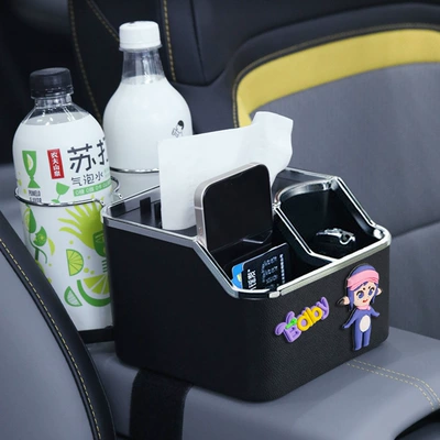 armrest box storage Cup bracket | Car tissue box/set - kexin-girl-black