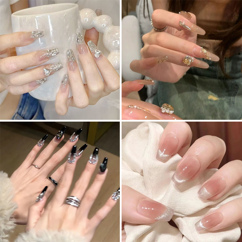 Manicure Wearable Nails, High-End Short Cat-Eye Ins Style Nail Patches, Wearable Fake Nails Wholesale