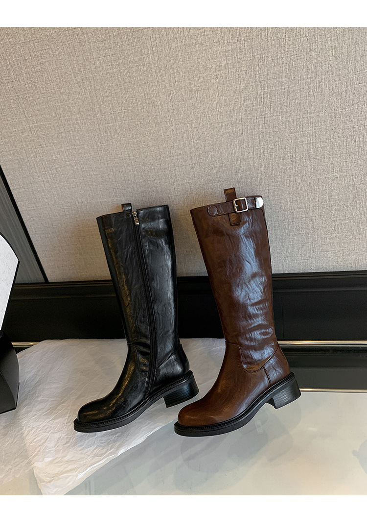 chiko CHIKO Accorsa Round Toe Block Heels Knee High Boots