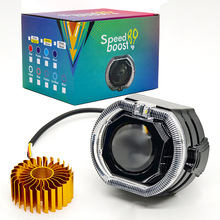 新款3寸电动车摩托车led射灯带风扇天使眼恶魔眼内置大灯远近改装