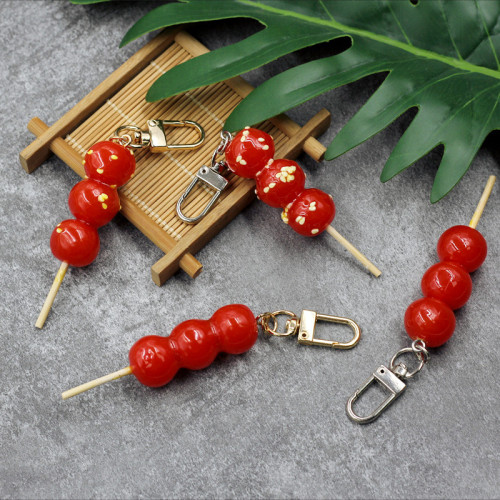 Fun and creative simulation food candied haws skewer keychain hawthorn skewer pendant bag decoration student small gift