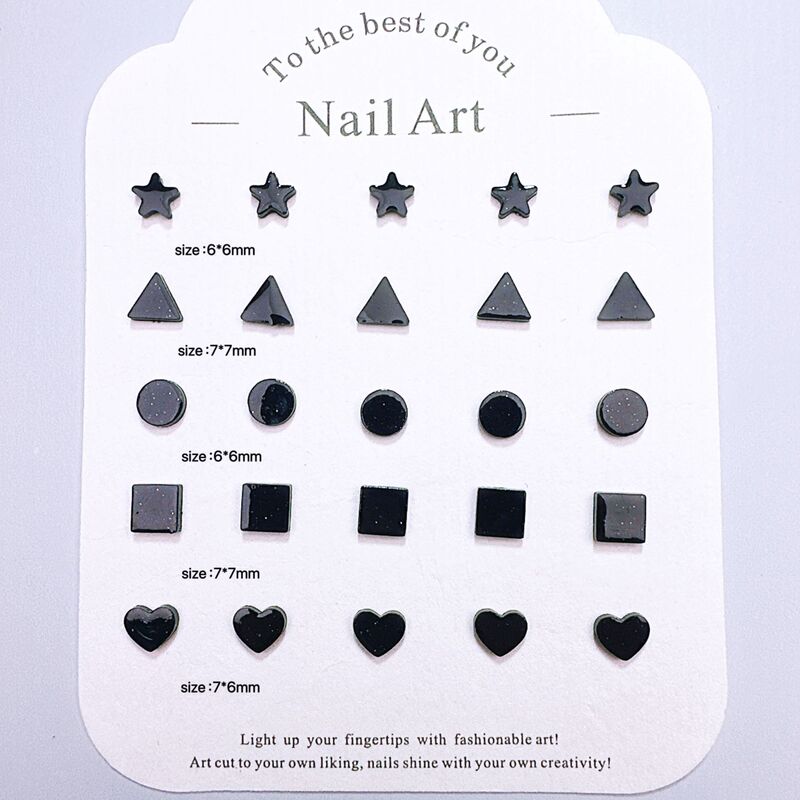 New Year's Black Diamond Flat-Bottomed Irregular Mixed-Shaped Fairy-Style Black Diamond Nail Art Decorations Super Shiny Nail Accessories New Year's Black Diamond Flat-Bottomed Irregular Mixed-Shaped Fairy-Style Black Diamond Nail Art Decorations Super Shiny Nail Accessories