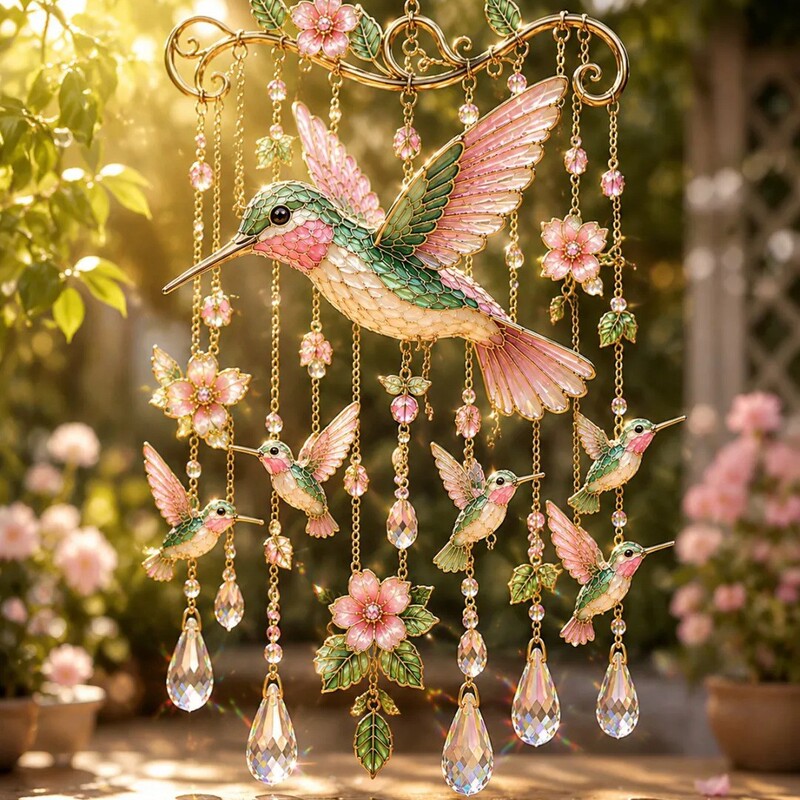 Cross-Border Graceful Hummingbird Wind Chime Elegant Hummingbird Wind Chime Outdoor Garden Wind Chime