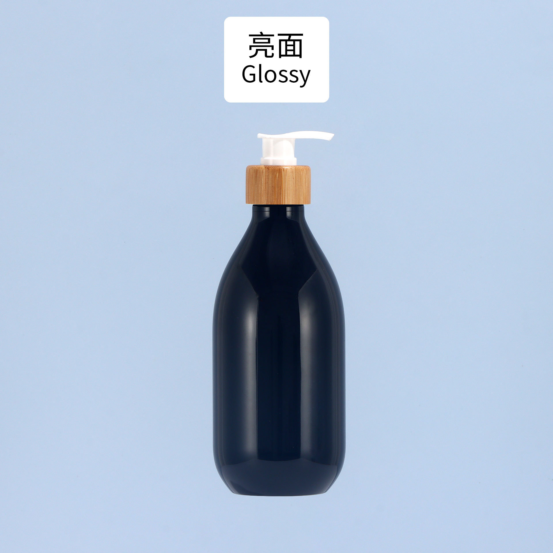 Botella negra de 500ml para desinfectante de manos, botella de loción con cabezal de bomba de madera de bambú de lujo accesible, botella de champú de 300ml