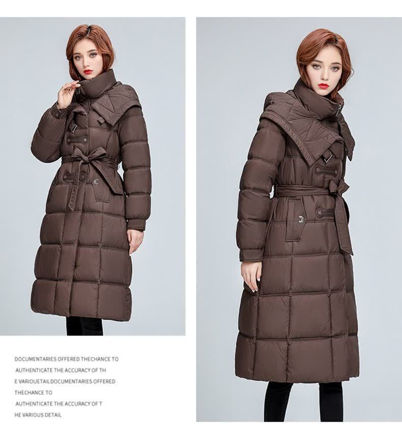 Dames gewatteerde winterjas met capuchon lange puffer jas_voghion.com