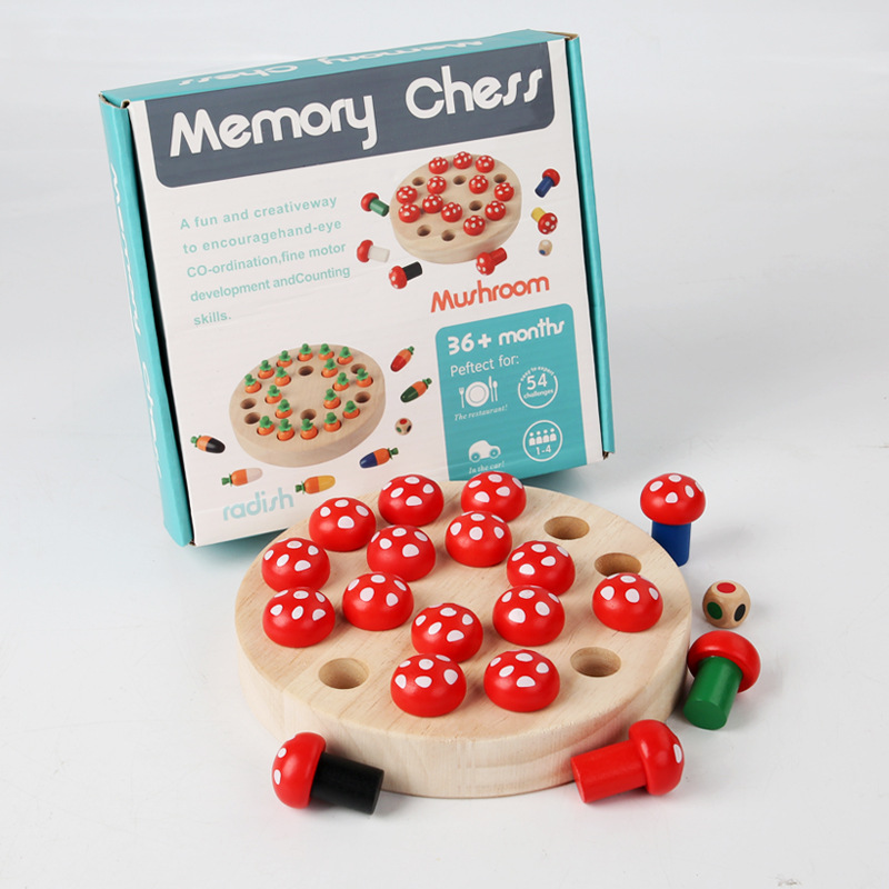 Madera divertido rábano seta memoria ajedrez tirando rábano Educación Infantil Educación Temprana concentración juego de escritorio interactivo ajedrez