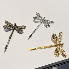 金属复古银色蜻蜓发夹侧边夹前额刘海碎发一字夹发卡女孩头饰批发