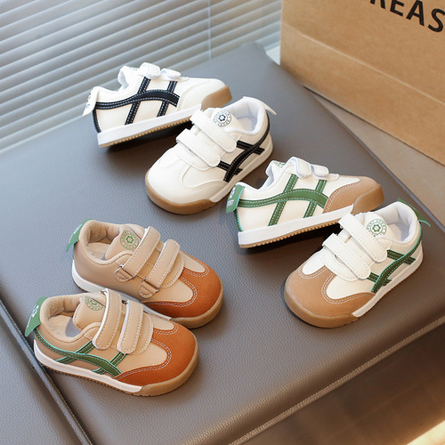 Children's Spring and Autumn New Men and Women Sports Shoes, Toddler Agan Shoes with Leather Surface, Baby Agan Shoes, Soft Sole Learning to Walk Shoes, White Shoes