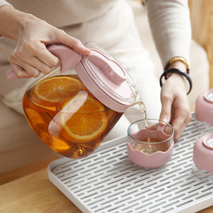 High temperature resistant cold water bottle glass with scale cold water pot suit Nordic fruit teapot beer pot cold bubble pot
