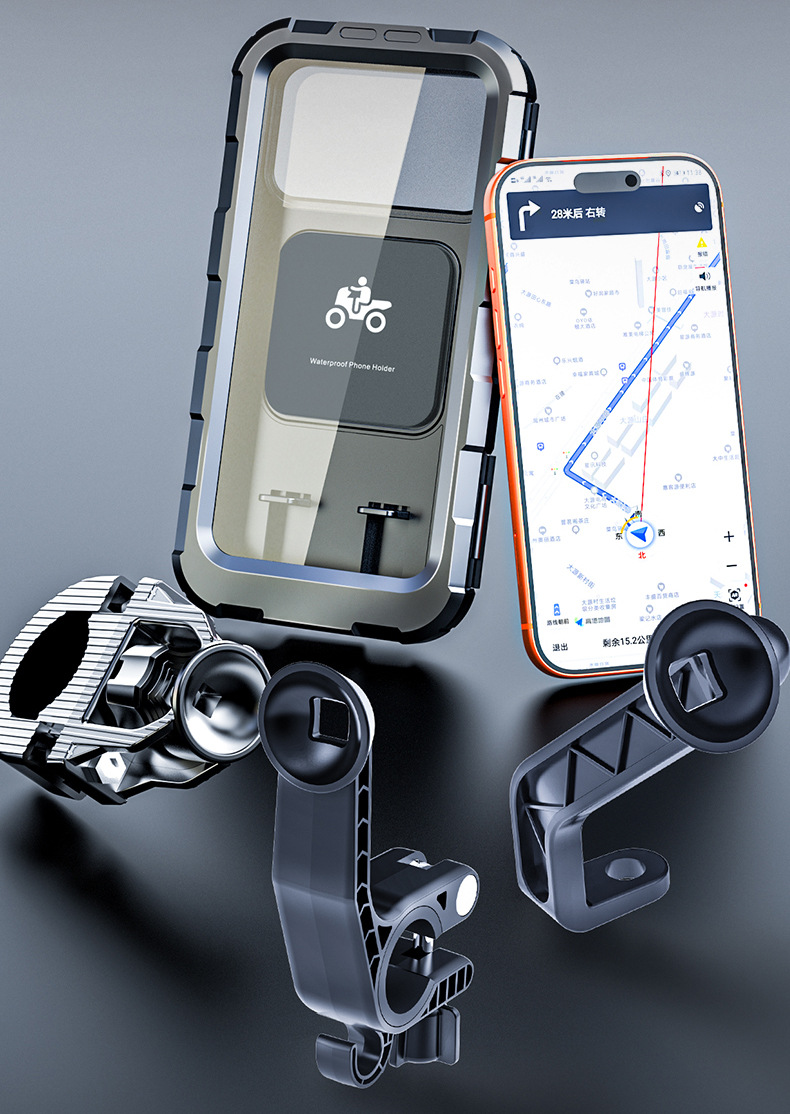 Electric Vehicle Rearview Mirror Waterproof Phone Holder, Bicycle and Motorcycle Rainproof Touch-Operated Navigation Phone Holder