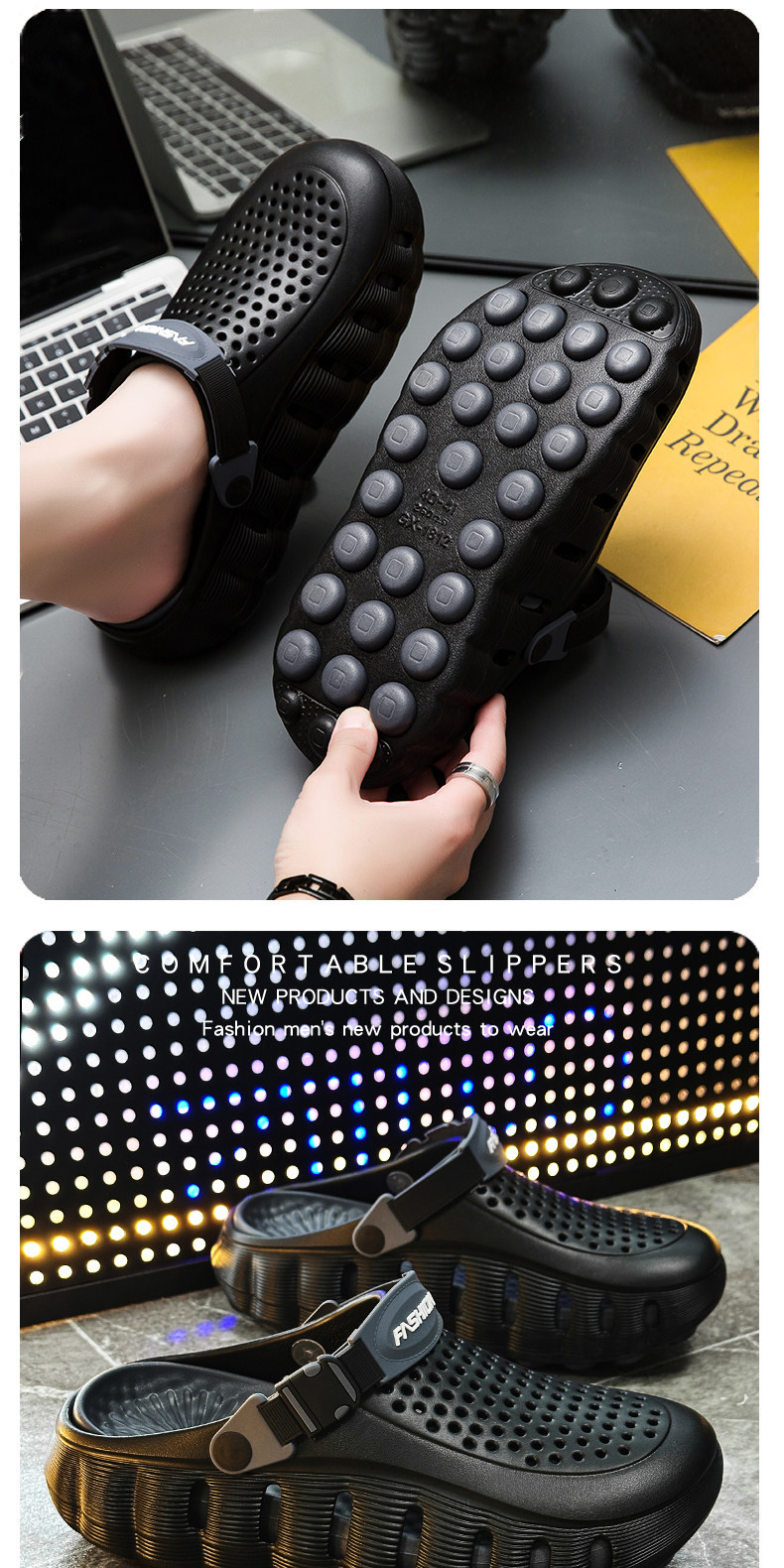 Men's Casual Closed-toe Sandals, Versatile Perforated Shoes_voghion.com