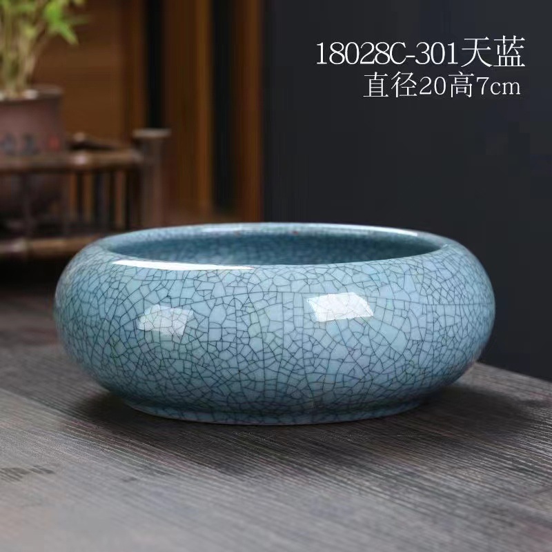 Ge kiln-opening-(sky blue ink line) 20cm