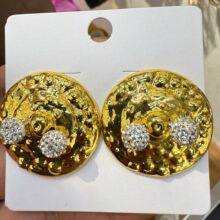 欧美复古小众设计轻奢气质圆形钻球对扣耳环个性时尚高级感耳饰女