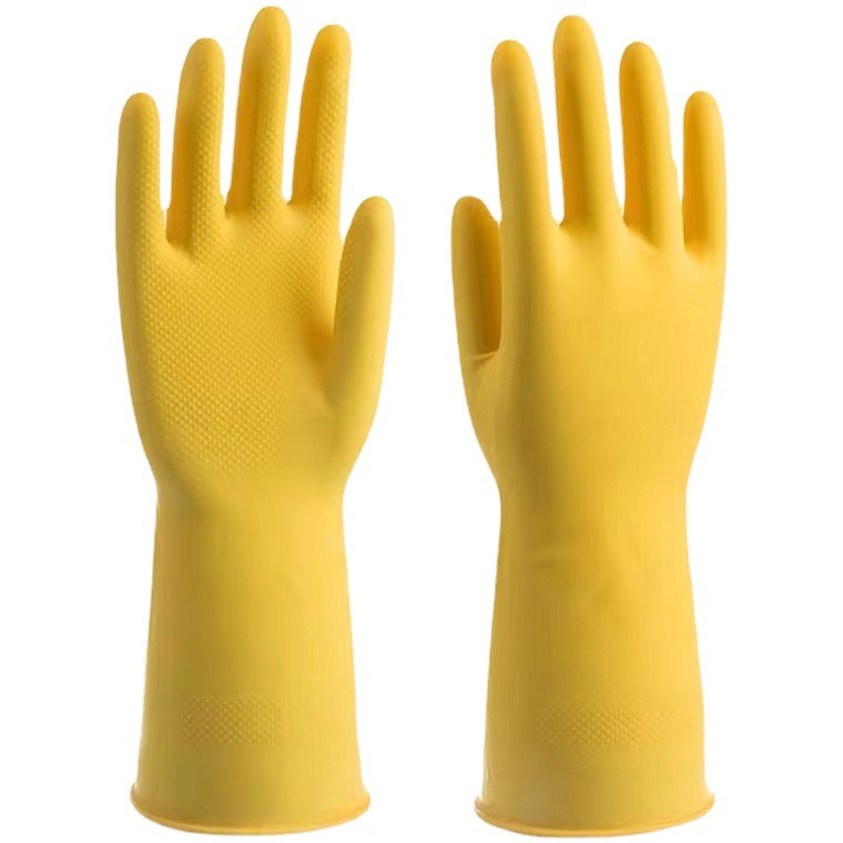 <unk> guantes de látex de tendón de toro industriales de limpieza doméstica lavandería guantes impermeables de goma resistentes a ácidos y álcali guantes de lavado de platos