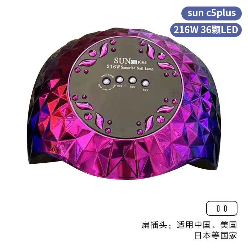 Lámpara de uñas de alta potencia de 256W con mango para principiantes, lámpara de curado de gel para esmalte de uñas, lámpara de fototerapia de secado rápido con colores deslumbrantes para uso transfronterizo.