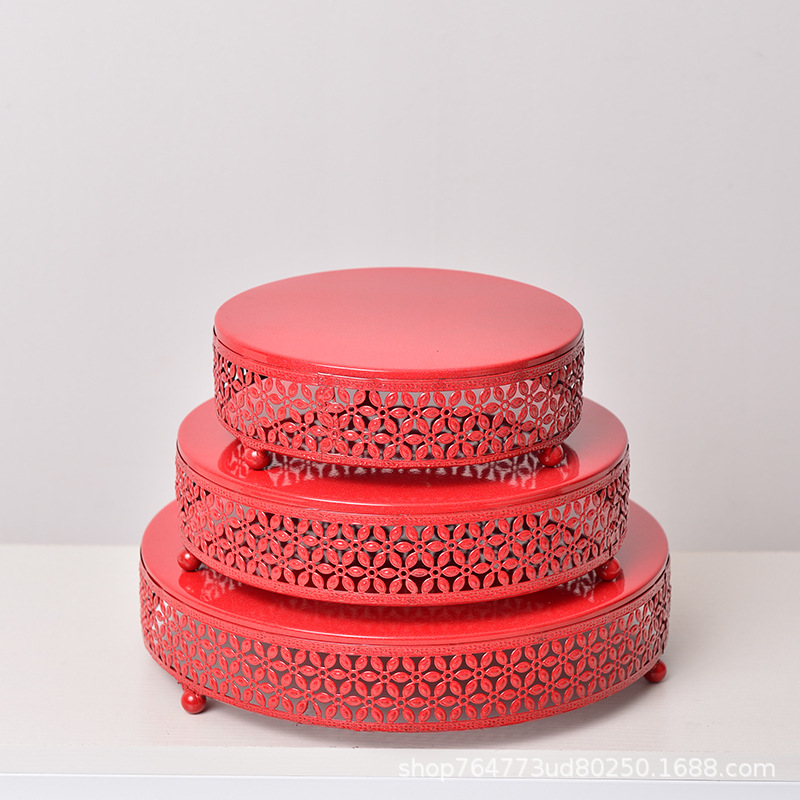 Amazon estilo Europeo de la boda decoración de la mesa de accesorios placa de la torta redonda estante de la torta de hierro plato de fruta bandeja de postre lote
