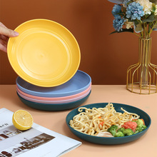 跨境小麦秸秆碟子小盘子防摔塑料菜盘餐盘北欧水果盘子餐桌吐骨碟