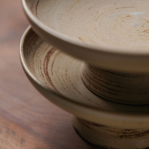 Stoneware Chinese-style high-footed tea tray, retro-style tea ceremony, Zen-like snack plate for Buddha, ceramic high-footed dried fruit snack tray