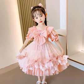 洛丽塔公主裙小女孩连衣裙2024新款女童连衣裙夏裙子超洋气蓬蓬裙