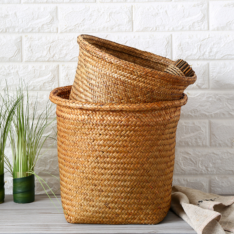 Handwoven Rattan Storage Basket With Lid And Inner Fabric Lining_voghion.com