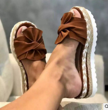 Sandalias de gran tamaño de comercio exterior sandalias y pantuflas de cáñamo Xia Ou sandalias de mujer talla 414243