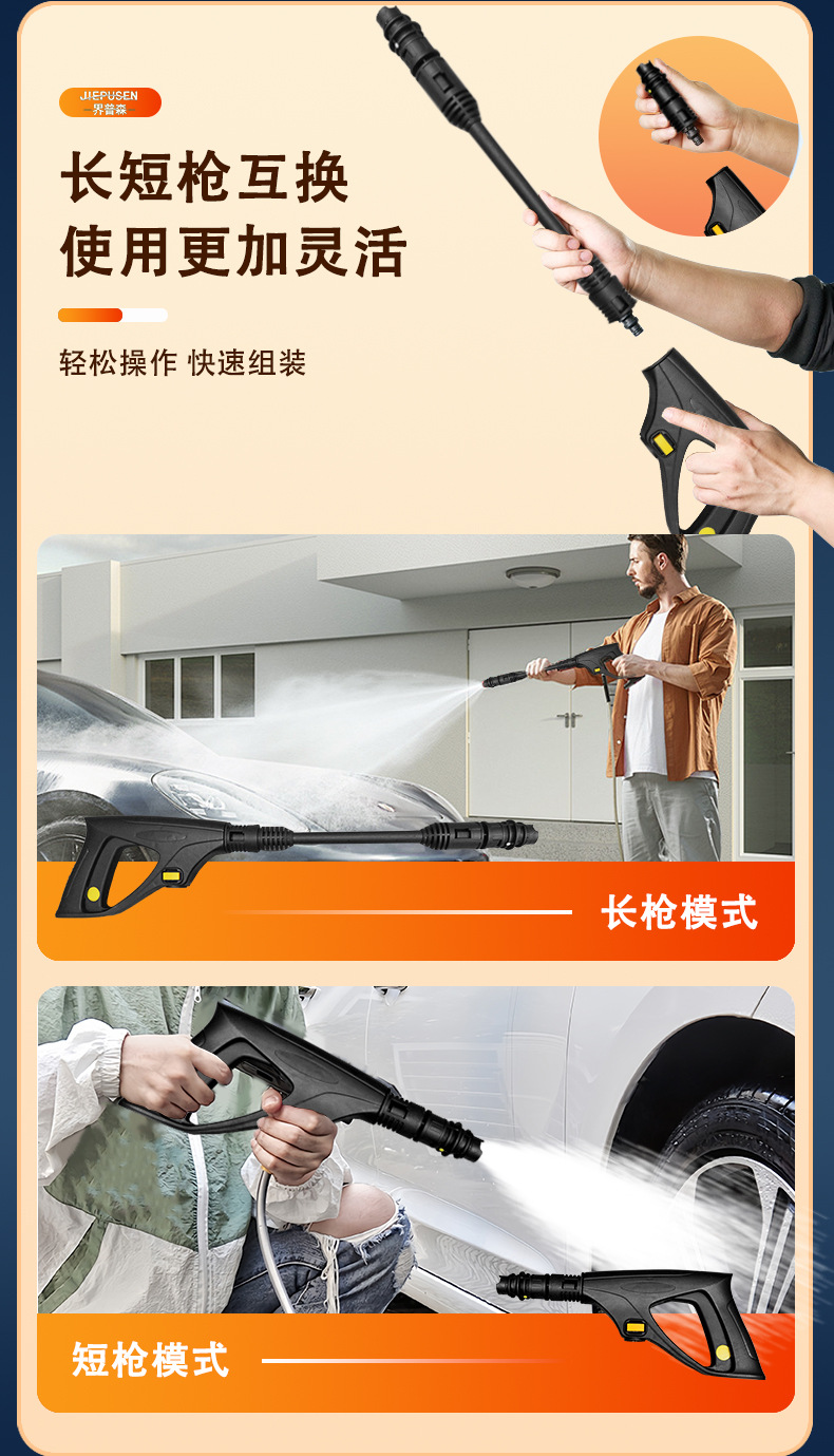 New cross-border high-pressure car washer for home use, 220V/110V, high-power, self-priming, dual-use, portable cleaning machine