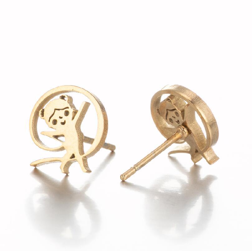 18K Gold, Real Gold Plated Plating Material Ear Studs Classification 1 Pair Quantity PVD Coated 18K Gold Real Gold Plated Geometric 304 Stainless Steel Simple Style Waterproof Non Tarnish Ear Studs