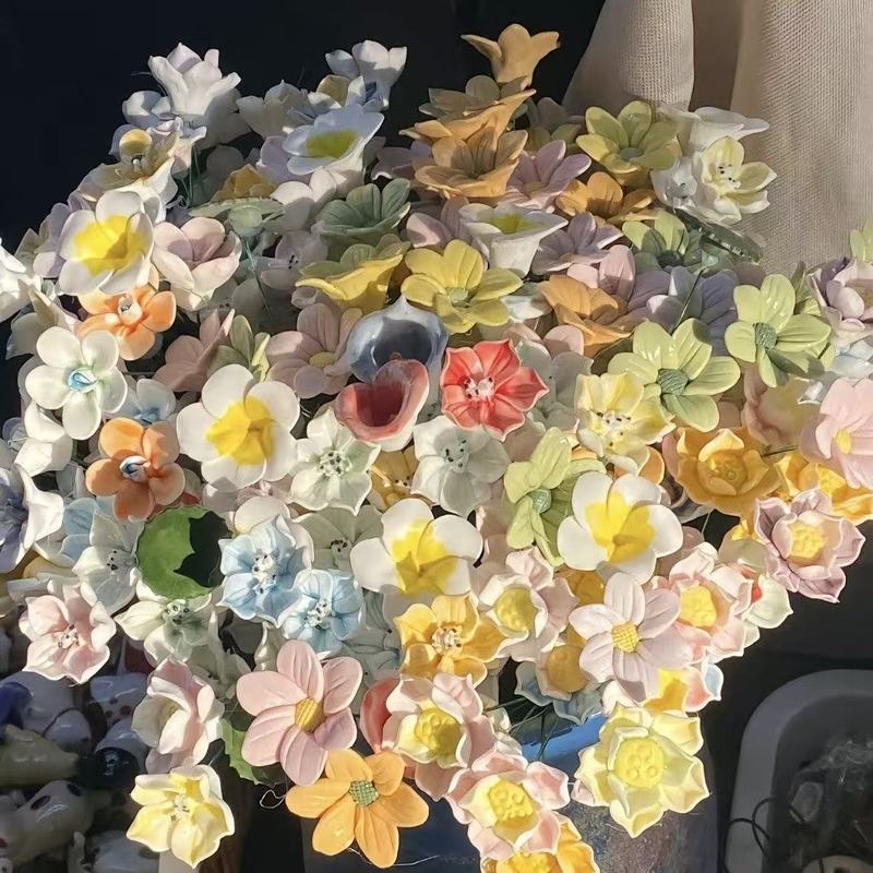 景德镇陶瓷手捏花瓶摆件水培插花家居干花花插花枝客厅摆件小号|undefined