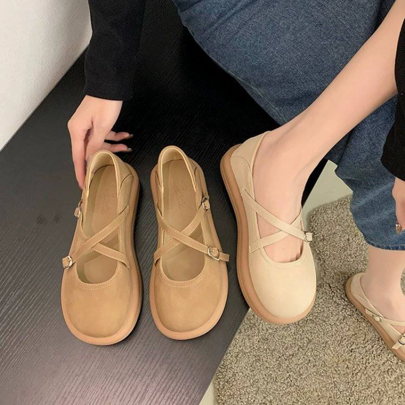 Два носить маленькие кожаные туфли женский британский стиль ретро 2024 новый дикий толстый ботинок Lefu с мелким ртом