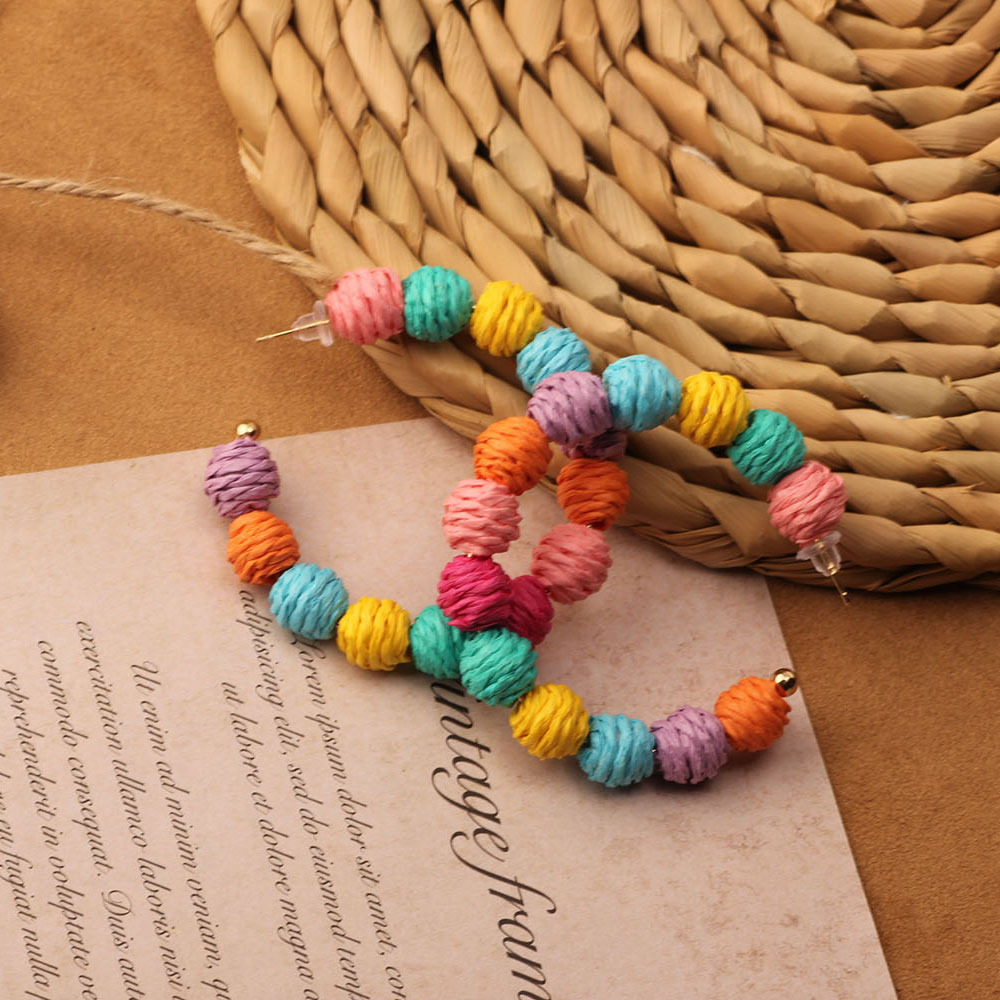 7g Weight 304 Stainless Steel Ear Needle Material Drop Earrings, Ear Studs Classification 1 Pair Quantity Daily Occasion Wood, Straw Material Geometric Pattern All Seasons Season Women's Gender Streetwear Style 1 Pair Streetwear Geometric Wood Straw Drop Earrings Ear Studs 17