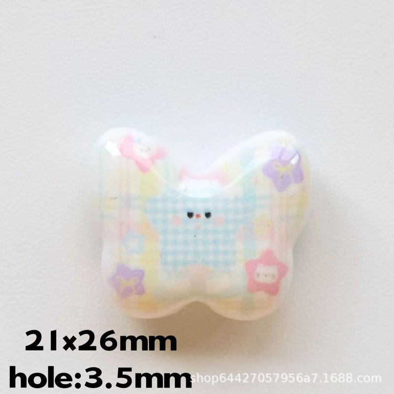 炫彩UV印花蝴蝶图案散珠diy手机链手链链条串珠饰品配件|undefined