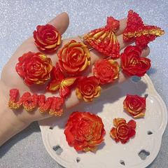 【扎染红金系列混款】萤火虫夜光 红金树脂配件洞洞鞋头绳手工DIY