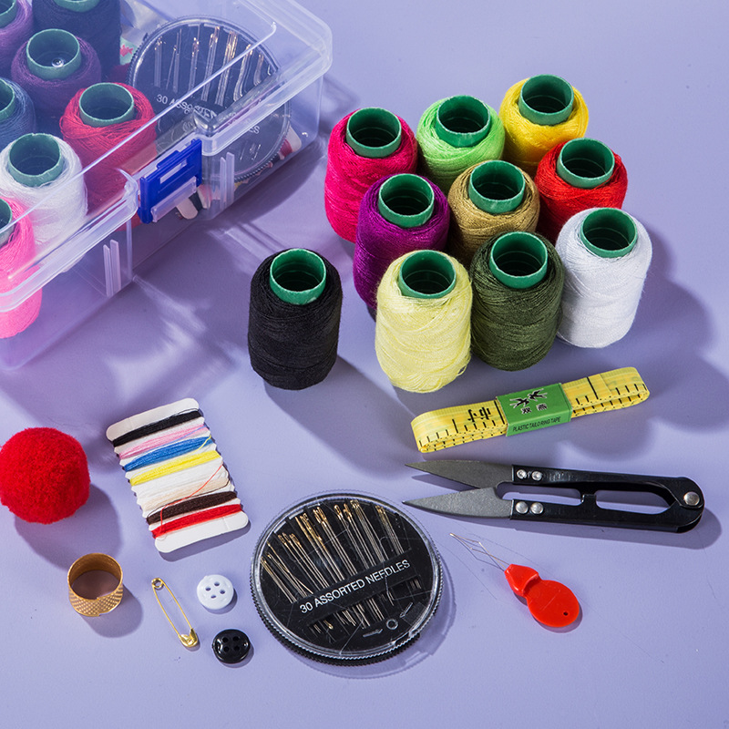 Nueva celebridad de Internet caja de costura hogar costura aguja conjunto dormitorio conveniente bolsa de costura portátil caja de costura transparente