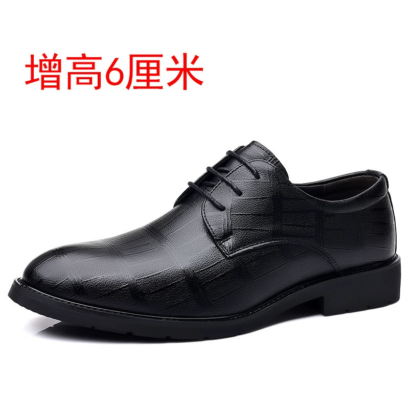 2024 новые кожаные туфли, увеличивающие рост, деловые повседневные кожаные туфли на мягкой подошве на шнуровке, кожаные туфли для молодежных свиданий с тиснением, свадебные туфли