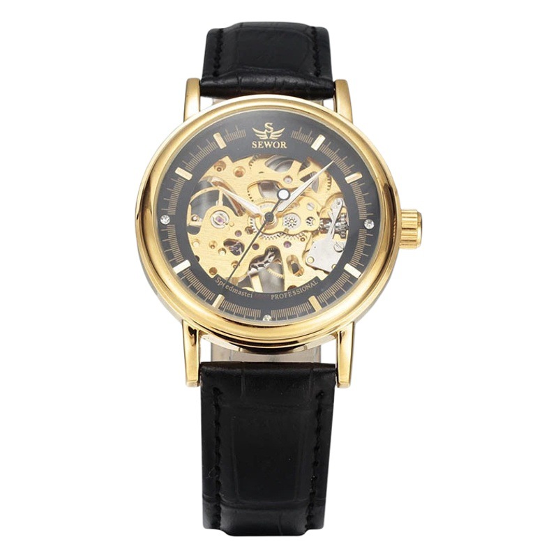 SEWOR hombres transfronterizos de comercio electrónico hueco-out reloj mecánico casual Correa transparente reloj de una sola pieza entrega 025