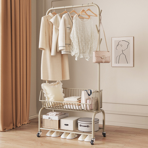 Cream-style clothes hanger floor-standing Internet celebrity home bedroom bedside hanging overnight clothes storage mobile coat rack