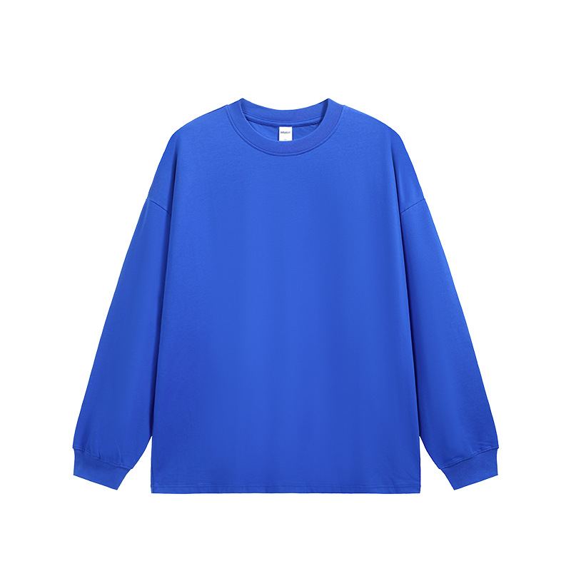 JIEZHAN | 305Gfog カラー長袖 Tシャツ 25 秋アメリカンソリッドカラーコットンルーズカップルボトリングシャツ