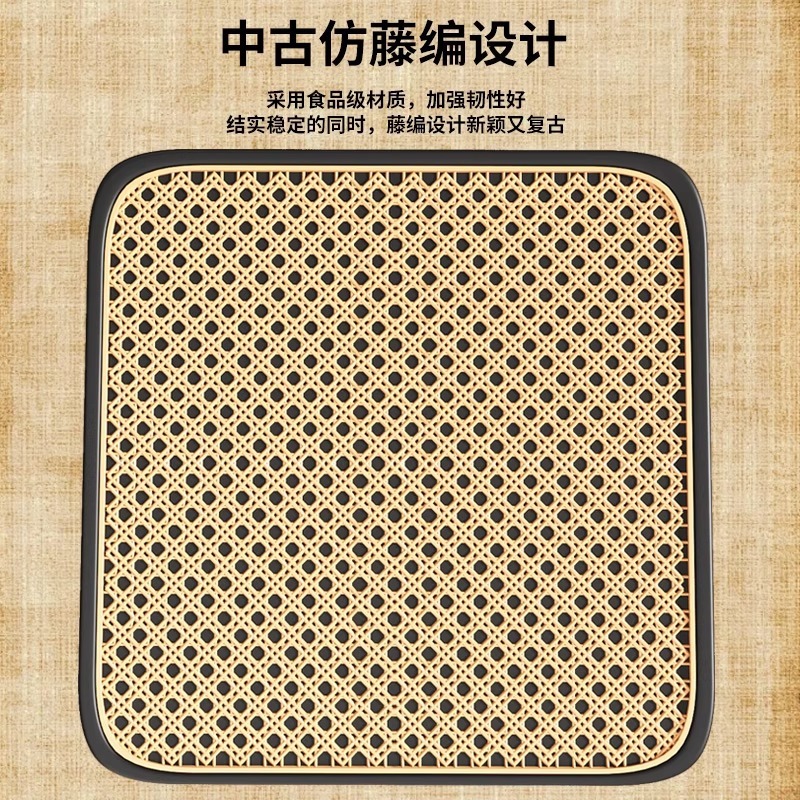 塑料凳子中古藤编家用加厚餐桌备用高板凳结实耐用客厅可叠放方凳|undefined