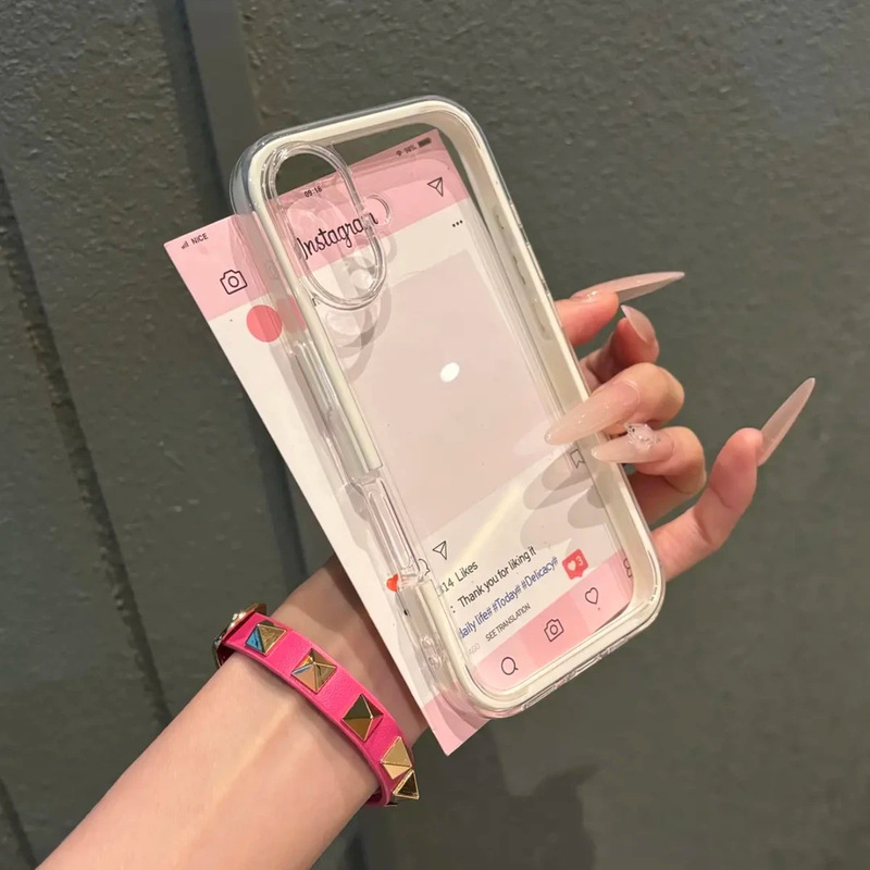 光沢二合一アクリルはアップル16携帯ケースiphone15保護カバー14高透13ソフトエッジを適用します。|undefined