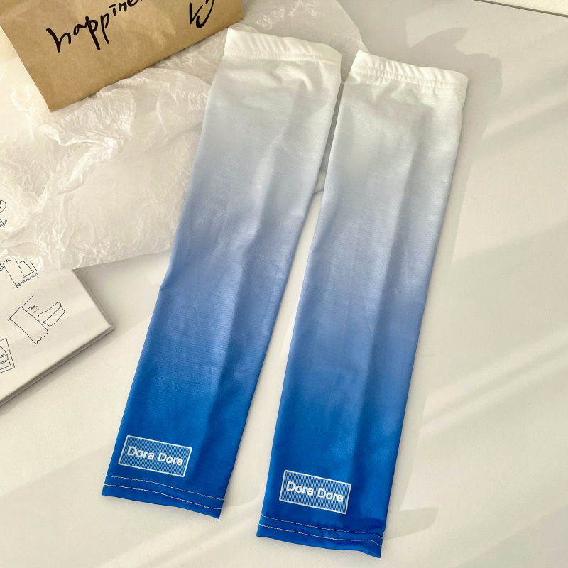Nuevo gradiente de color protección solar manga de hielo manga de brazo impresa transpirable protección UV verano hielo seda alargada manga de hielo
