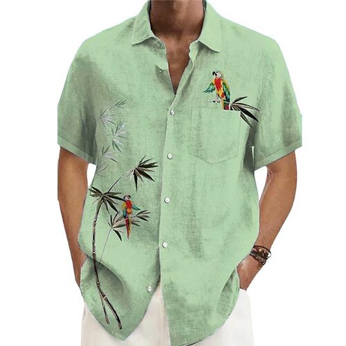 Summer AliExpress Hawaii Men's Short Sleeve Shirt Coconut Tree 3D Print Collar Casual Loose Open Shirt Wholesale