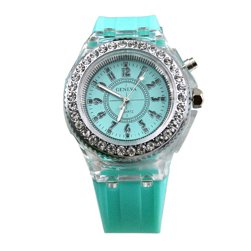 Luminous silicone watch wholesale fashion women's watch student watch led diamond foreign trade watch