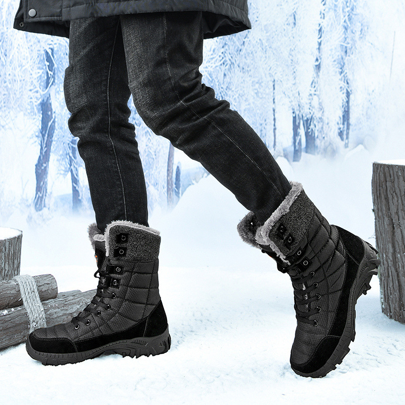2024 Invierno nuevas botas de nieve forradas de lana de los Hombres Calientes de moda zapatos de los hombres de alta superior montañismo al aire libre engrosada de los hombres de algodón acolchado zapatos